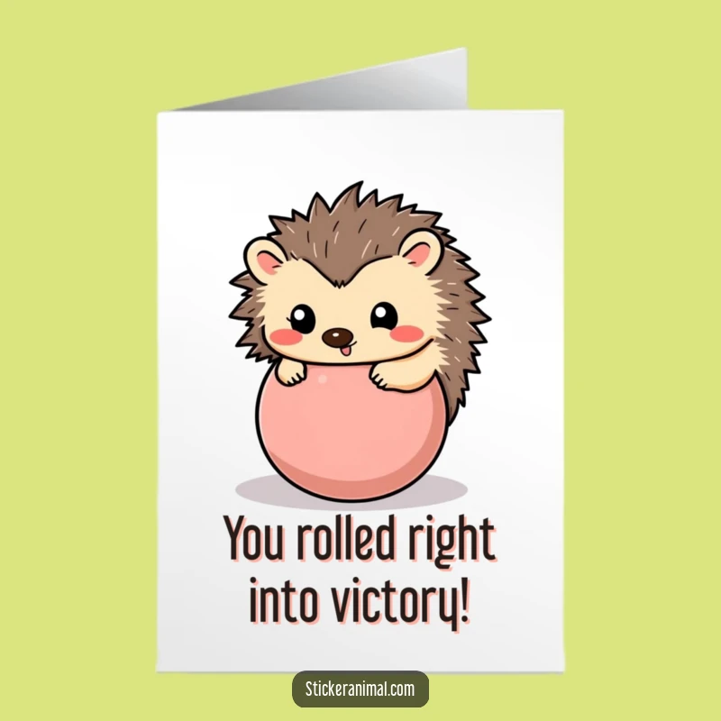 Free Printable Hedgehog Congrats Card - Funny Rolled Up Hedgehog Gift