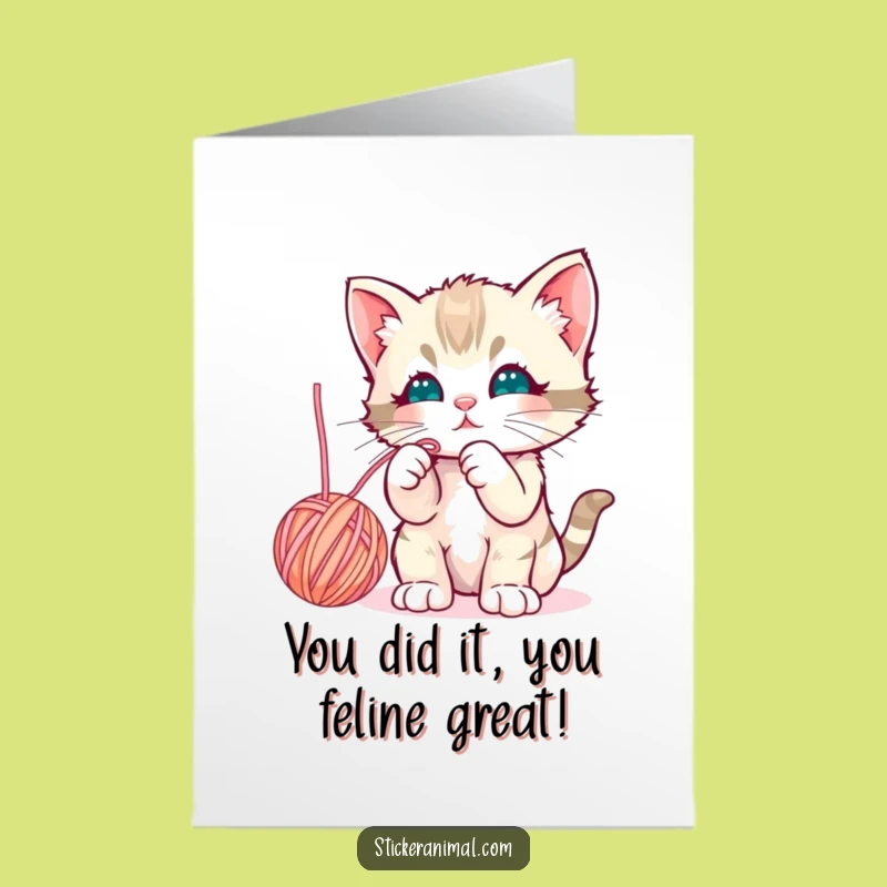 Free Printable Kitten Congrats Card: Funny Downloadable Greeting for Sweet Success