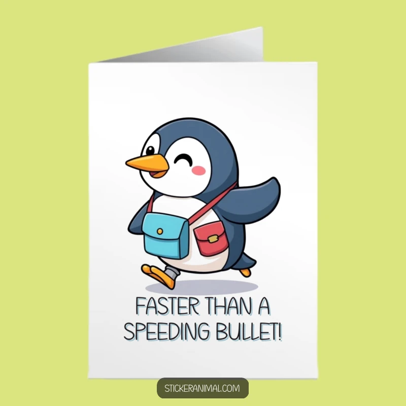 Free Printable Penguin Congrats Card: Rushing Success, a Funny Downloadable Gift for Achievers!