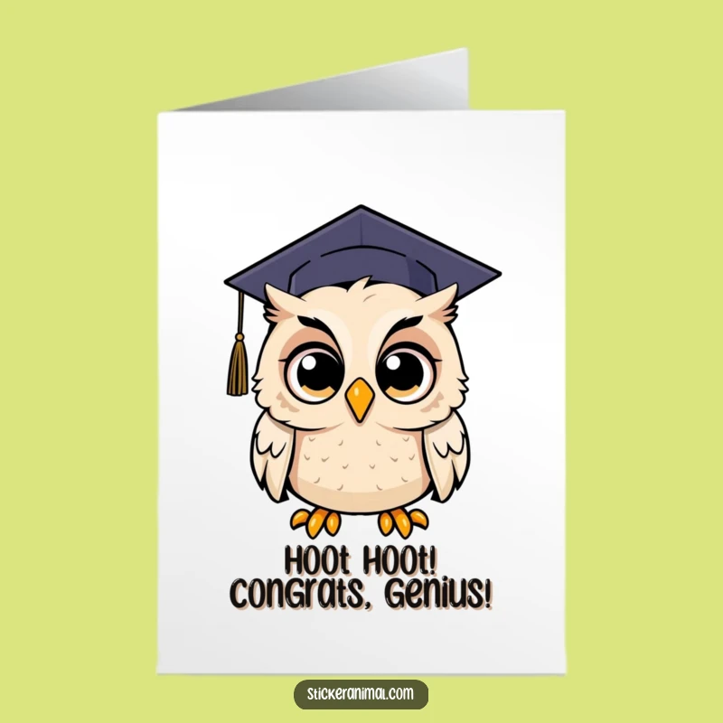 Free Printable Congrats Card: Surprised Owl Graduates with Flair