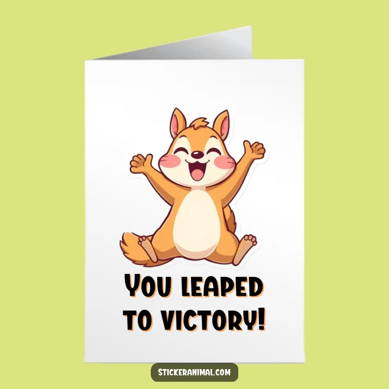 Free Printable Congrats Card: Squirrels Leap for Joy Funny Downloadable Gift