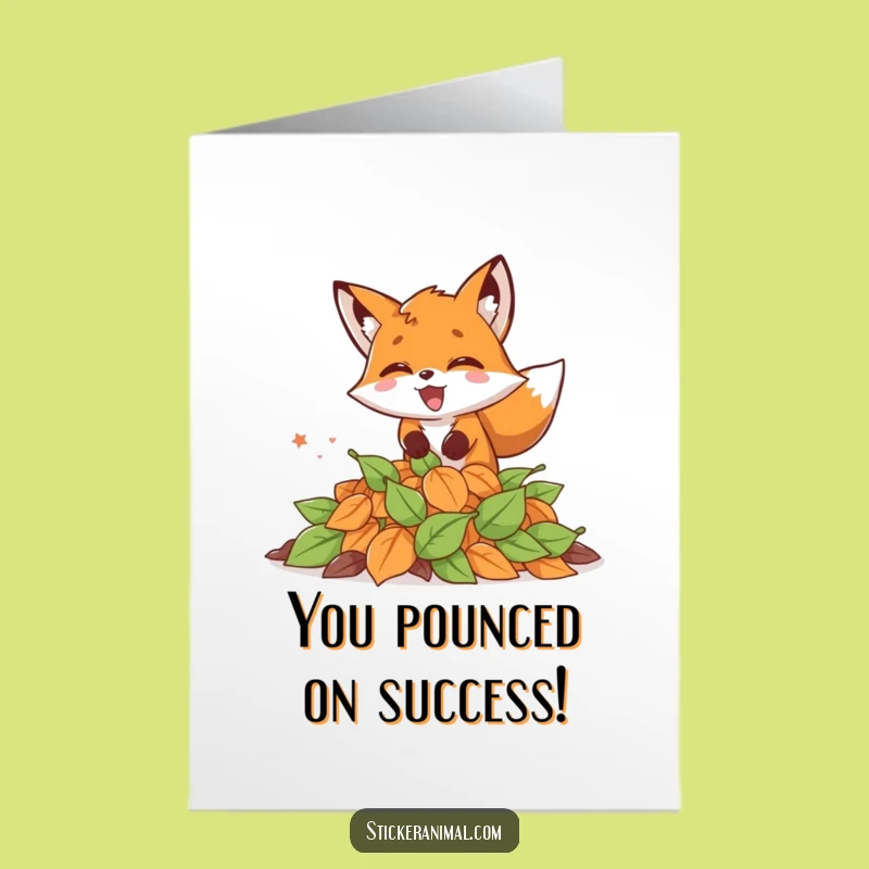 Free Printable Congrats Card: Fox Pounces on Success!