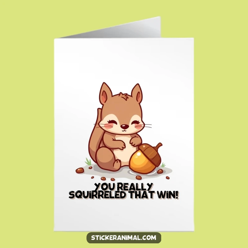 Free Printable Congratulations Card: Mischievous Squirrel's Acorn Success Funny Downloadable Gift