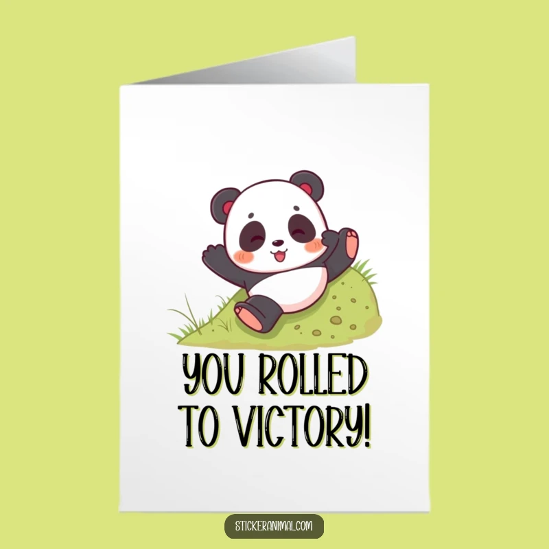 Free Printable Panda Congratulations Card: Joyful Tumble to Success Downloadable Gift
