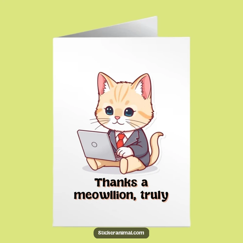Free Printable Cat Thank You Card: Business Cat, Downloadable Funny Thanks, DIY Gift