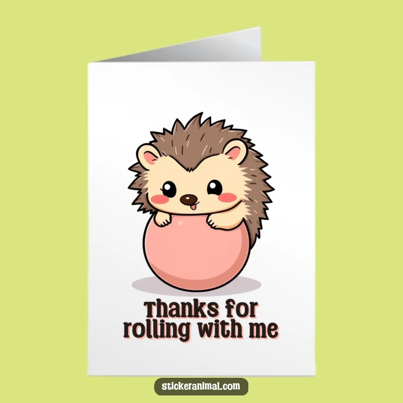 Free Printable Hedgehog Thank You Card - Funny Rolled Up Hedgehog Gift