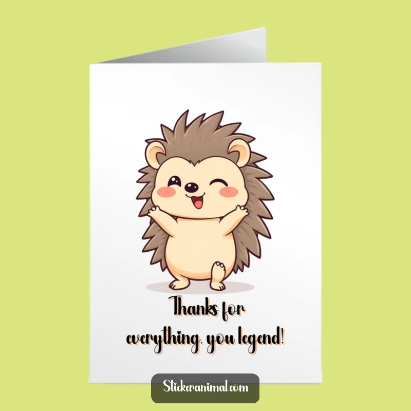 Free Printable Hedgehog Thank You Card: Hilarious Headstand Downloadable Gift for Expressing Gratitude