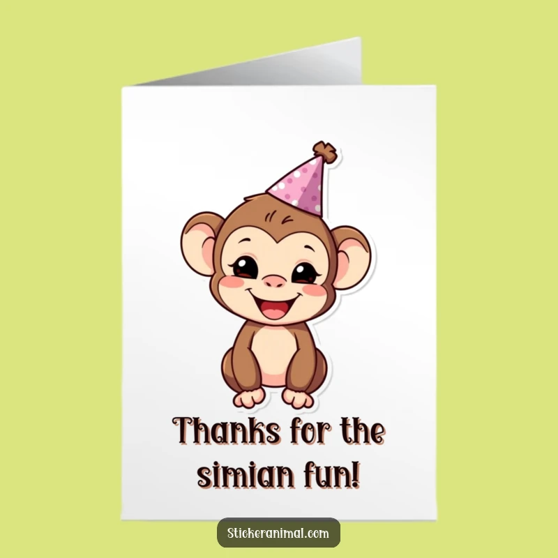 Free Printable Monkey Thank You Card: Funny Downloadable Grateful Ape Greetings