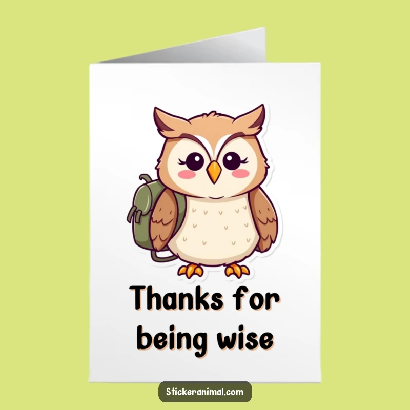 Free Printable Owl Thank You Card: Grateful Owl Embarks on Thanks Adventure Downloadable