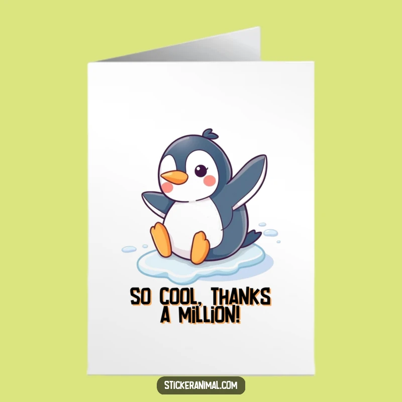 Free Printable Thank You Card: Penguin Slide Cool Thanks