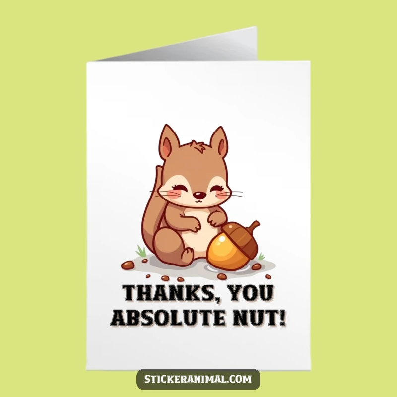 Free Printable Thank You Card: Squirrels Acorn Gratitude Funny Downloadable Gift
