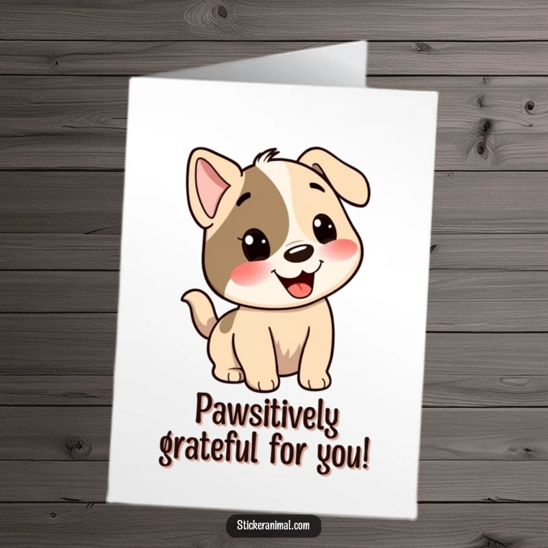 Funny Free Printable Thank You Card: A happy dog character wagging its tail energetically, conveying sincere thanks.