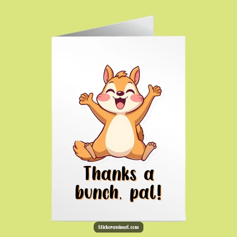Free Printable Thank You Card: Happy Squirrel Leap Funny Downloadable Gift