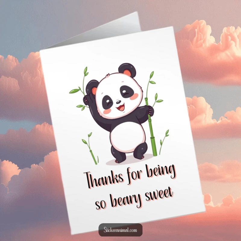 Funny Free Printable Thank You Card: A panda strikes a handstand pose as a thank you.
