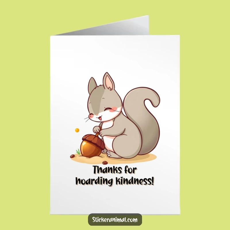 Free Printable Thank You Card: Grateful Squirrel Acorn Download