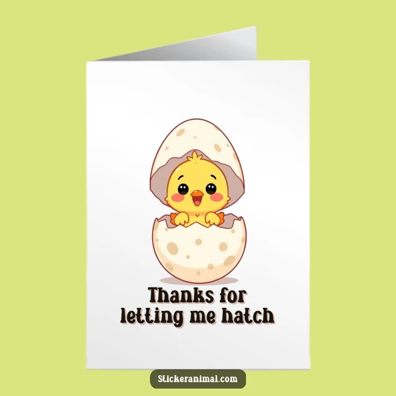 Free Printable Chick Thank You Card: Grateful Chick Expresses Delight Downloadable Gift