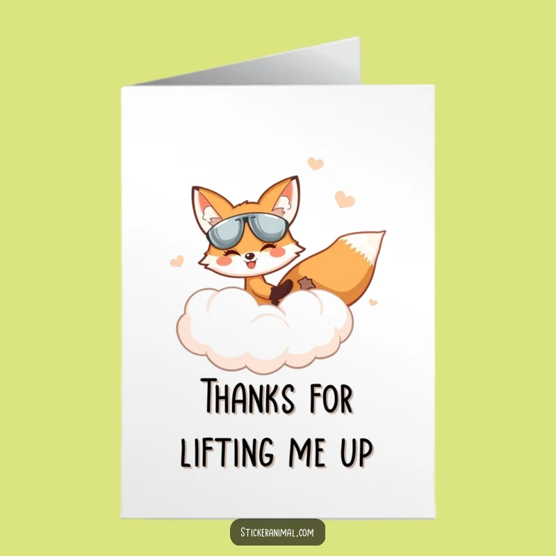 Free Printable Thank You Card Funny Fox Cloud Journey Downloadable