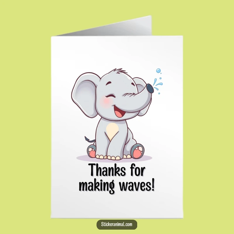 Free Printable Thank You Card: Giggling Elephant Splash, Funny Downloadable Gift