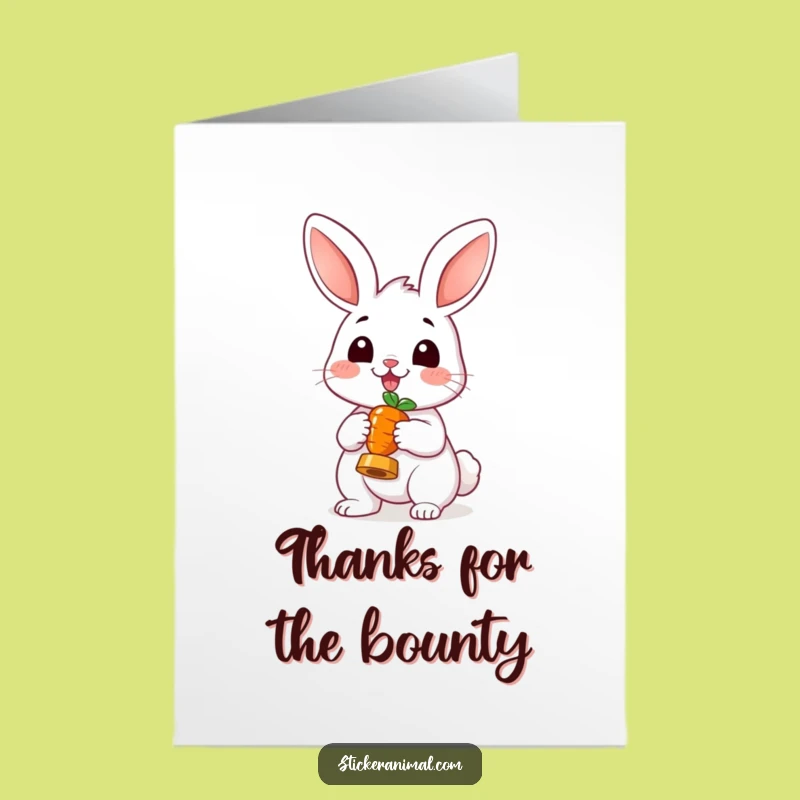 Free Printable Thank You Card: Cheerful Rabbit Carrot Prize, Downloadable Greeting, Funny DIY Gift