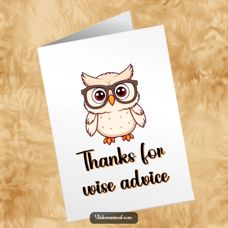 Funny Free Printable Thank You Card: A surprised owl wearing oversized glasses conveys a comically amazed sense of gratitude.