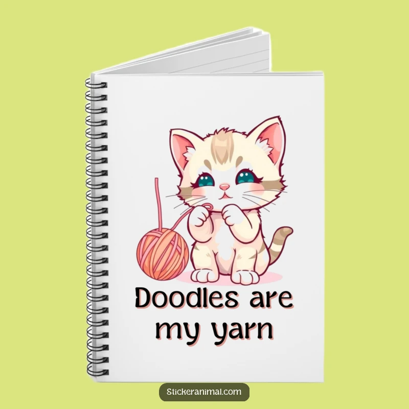 Funny Kitten Journal: Curious Cat Yarn Note Gift