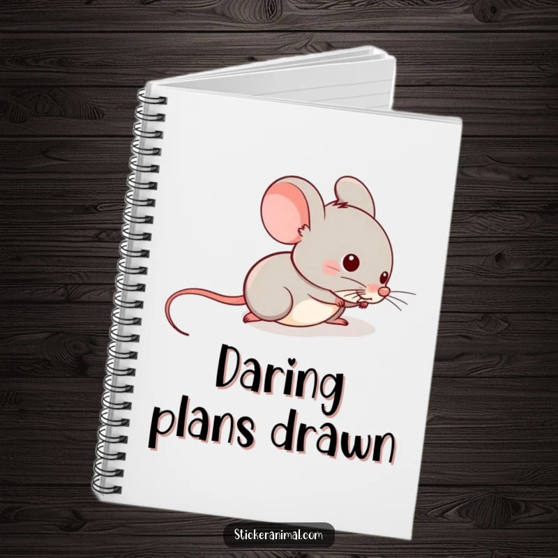 Funny notebook featuring a mischievous mouse sliding down a tail, perfect for jotting down ideas with a playful and humorous touch.