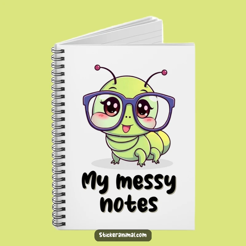 Funny Caterpillar Glasses Notebook: Wobbly Journal, Perfect Gift