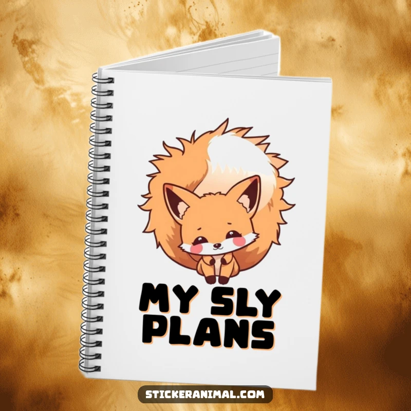 Funny Fox Peek Notebook featuring a cheeky fox character peeking from behind its bushy tail, perfect for humorous journaling and note-taking.