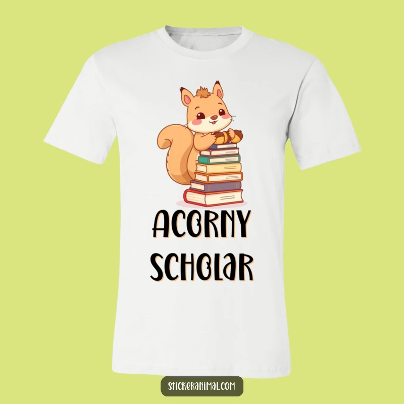 Funny Squirrel Acorn Books T-Shirt: Cute Character Gift for Book Lovers