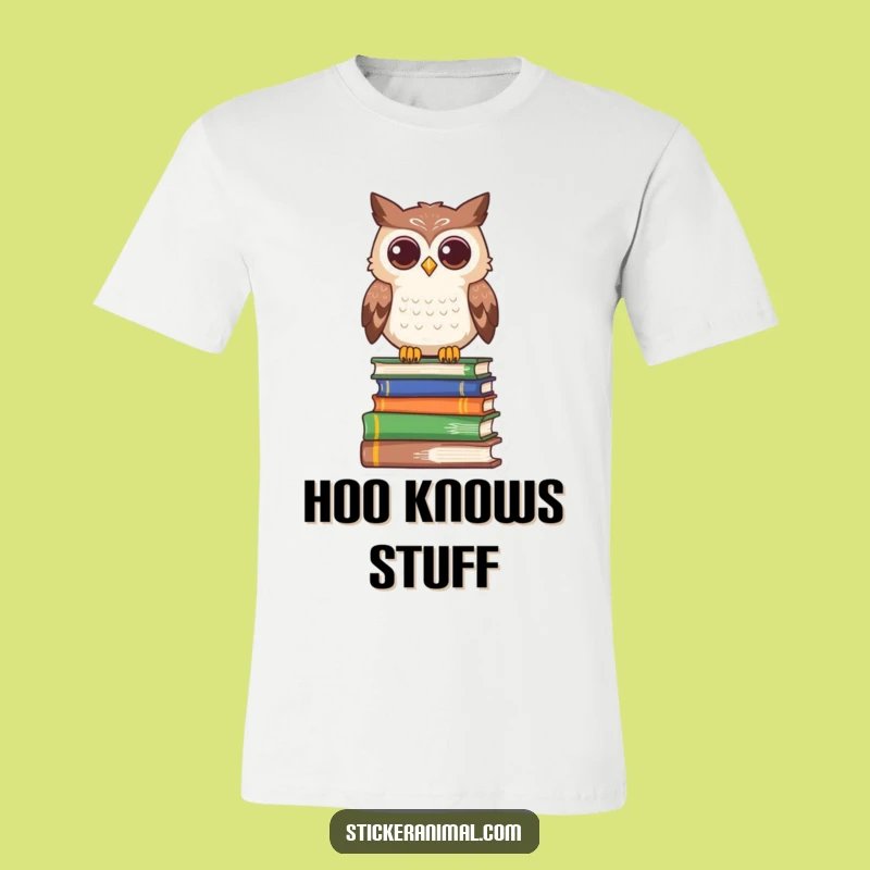 Funny Curious Owl Tee: Bookish Character Shirt Gift