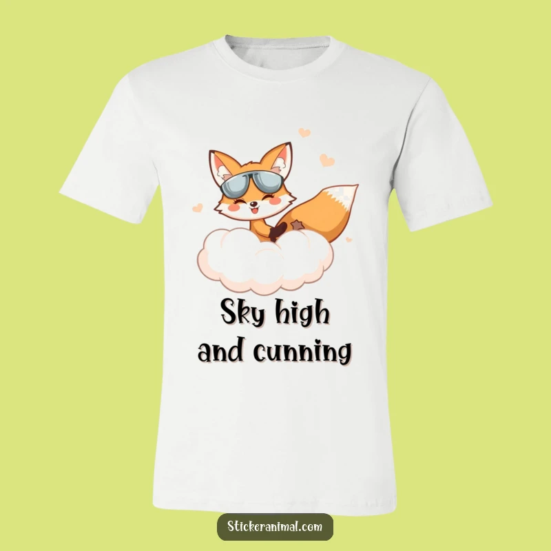 Funny Fox Sky Surfer T-Shirt: Cloud Pilot Adventure, Hilarious Gift for Dreamers