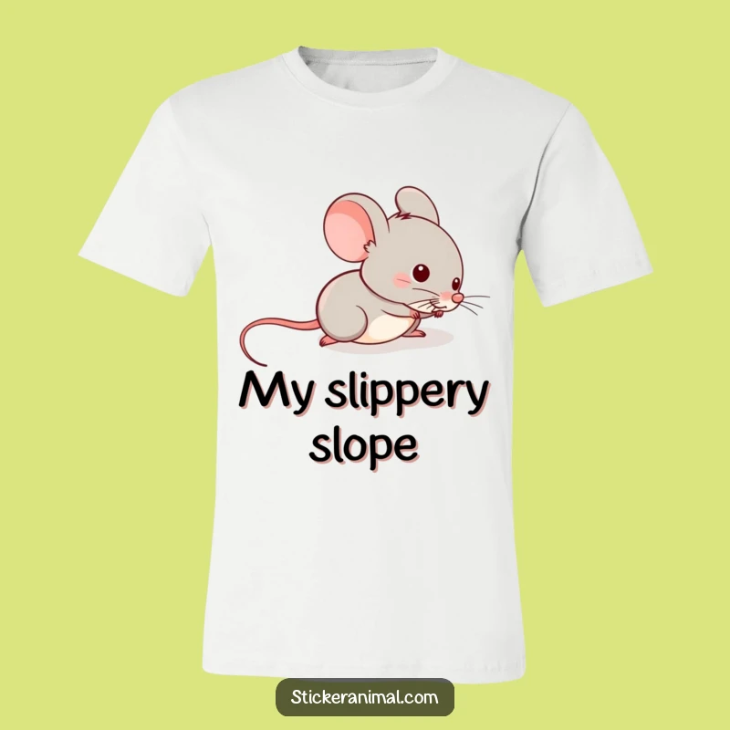 Funny Mouse Tail Slide T-Shirt: Mischievous Character For Playful Style