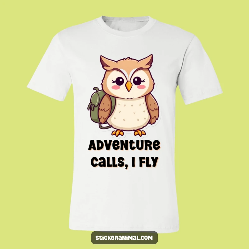 Funny Owl Adventure T-Shirt: Cheerful Explorer Ready for Fun, Hilarious Travel Tee