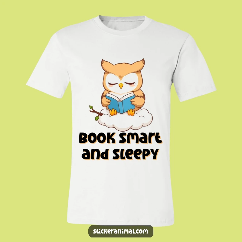 Funny Owl Book Lover T-Shirt: Cute Owl Reads on Cloud, Cozy Graphic