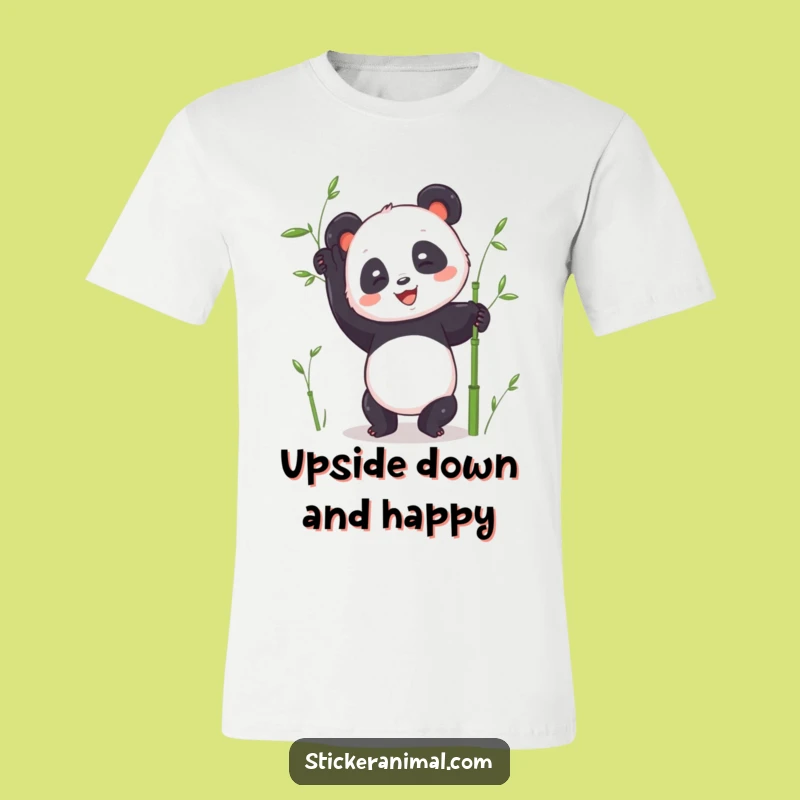 Funny Panda Handstand T-Shirt: Joyful Bear Tries Yoga, Hilarious Graphic