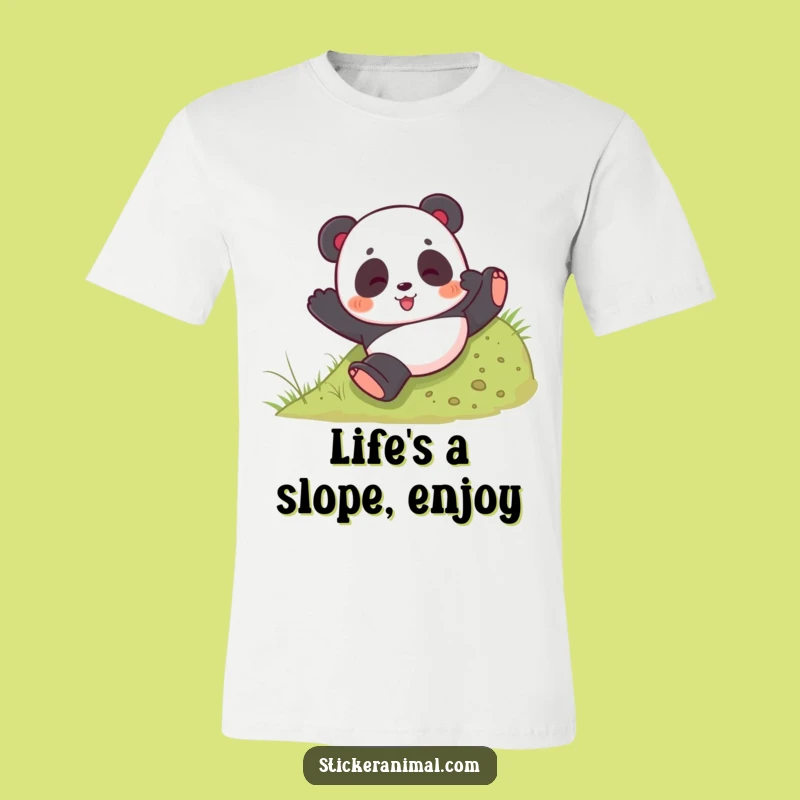 Funny Panda Tumble T-Shirt: Playful Bear Rolling Downhill, Hilarious Outdoor Fun