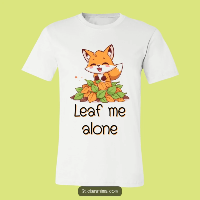 Funny Excited Fox Leaves T-Shirt - Pounce into Fall with Humor, Hilarious Gift!