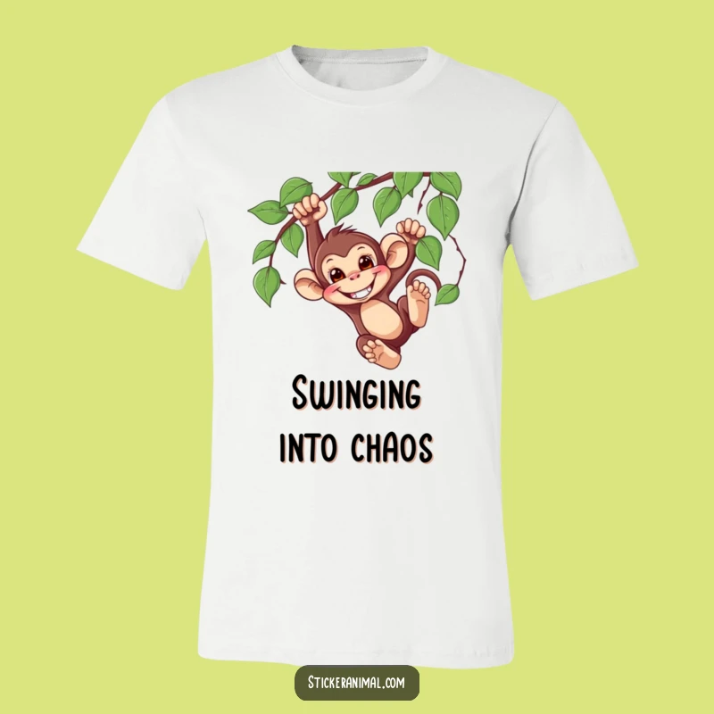 Funny Monkey Swinging T-Shirt: Cheeky Primate, Perfect Adventure Gift