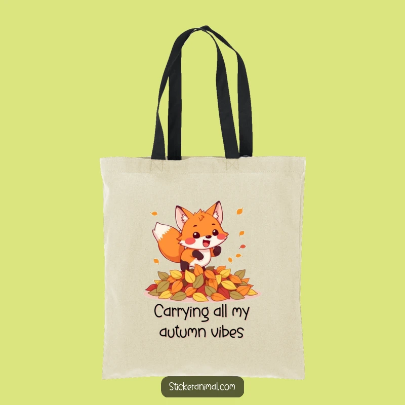 Funny Fox Pouncing Leaves Tote Bag: Carry Your Laughs in this Hilarious Sack