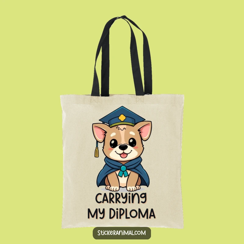 Funny Graduation Dog Tote Bag: Winking Scholar Pup, Ideal Grad Gift
