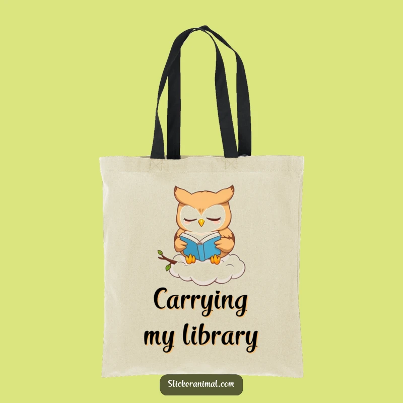 Funny Owl Book Lover Tote Bag: Cute Owl Carries Wisdom & Books