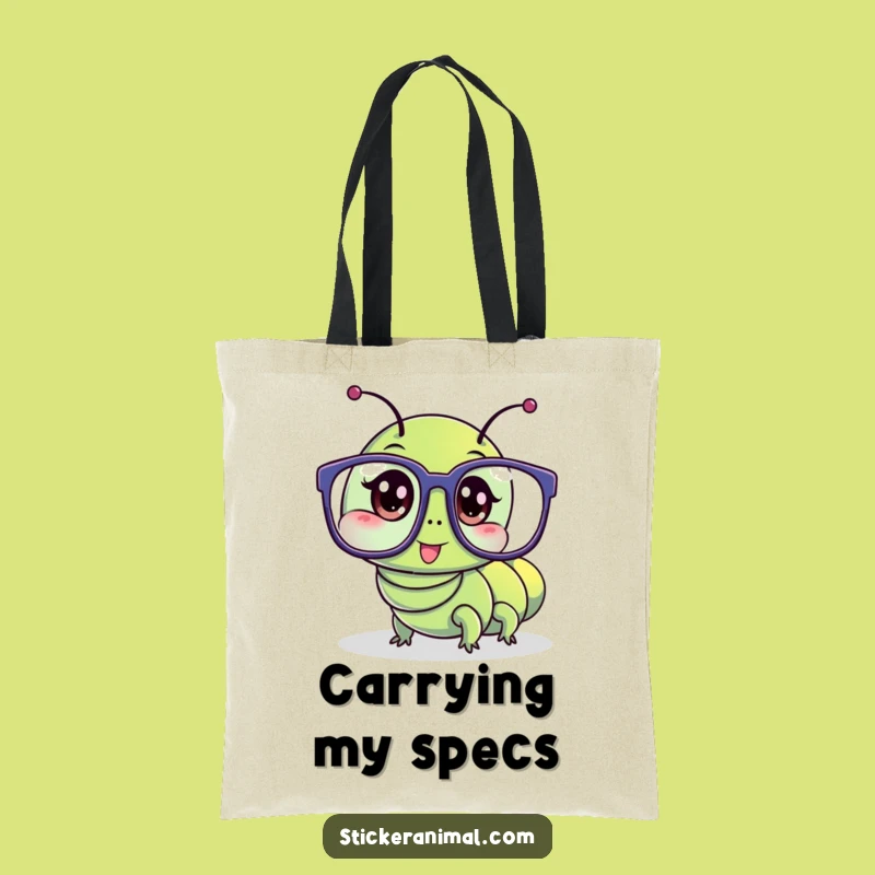 Funny Caterpillar Glasses Tote Bag: Wobbly Carry-All, Perfect Funny Gift