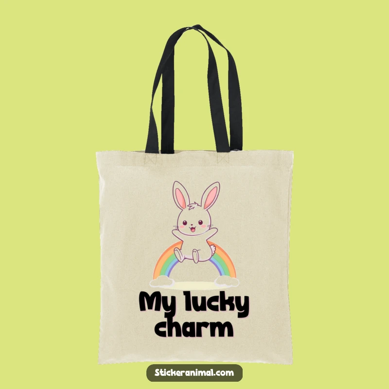 Funny Bunny Rainbow Tote Bag - Carry Your Day with Cheerful, Hopping Style