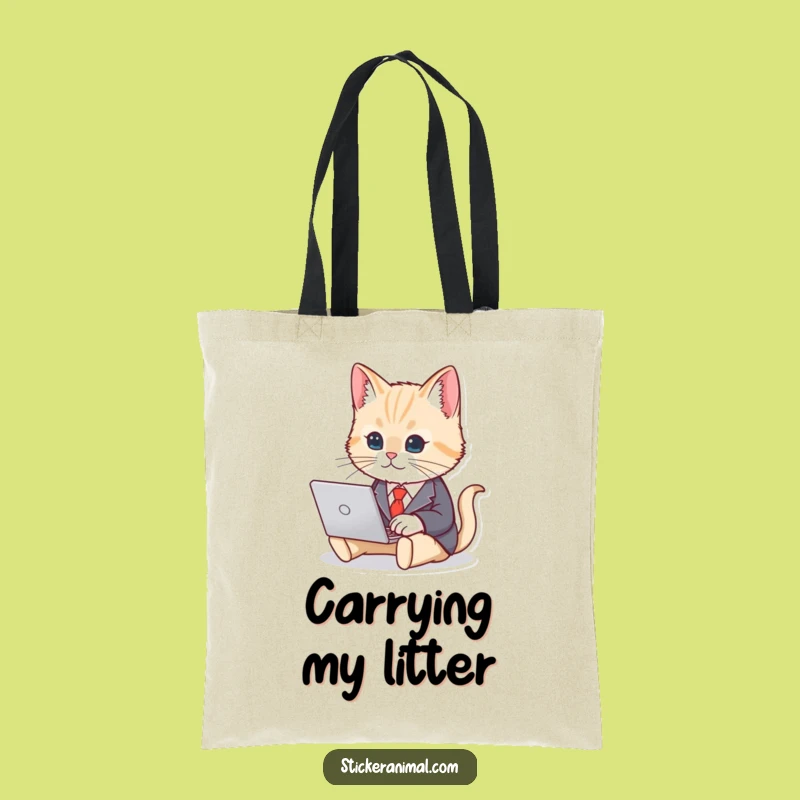 Funny Cat Business Suit Tote Bag - Chic & Hilarious Office Carryall