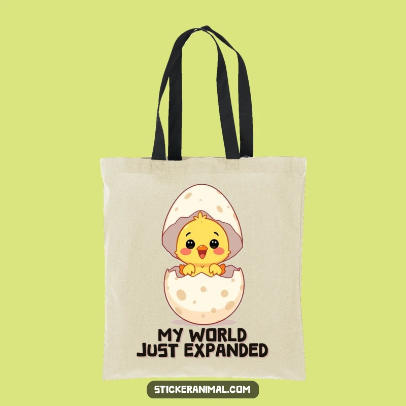 Funny Chick Hatching Tote Bag: Surprised Baby Bird, Carry Your Delight