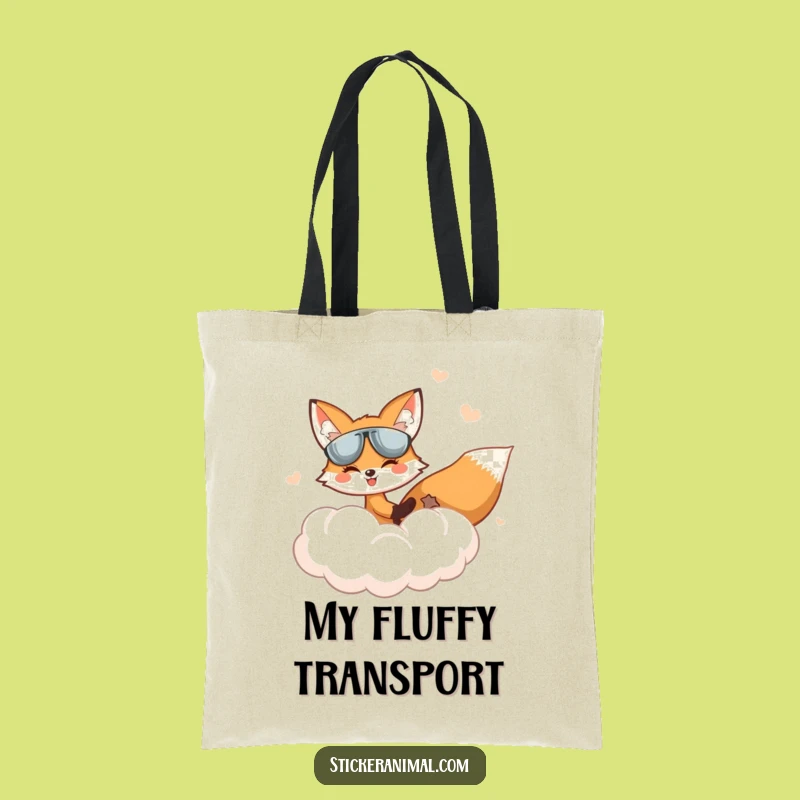 Funny Fox Adventure Tote Bag: Cloud Pilot Carrier, Whimsical Funny Gift