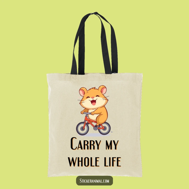 Funny Hamster Bike Tote Bag: Speedy Carry-All, Perfect Funny Gift