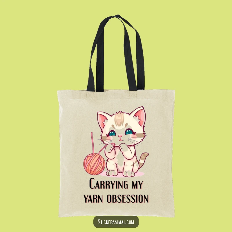 Funny Kitten Tote: Curious Cat Yarn Bag Gift