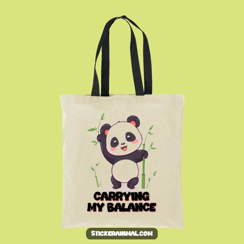 Funny Panda Handstand Tote Bag: Joyful Bear Carries Bamboo & Humor