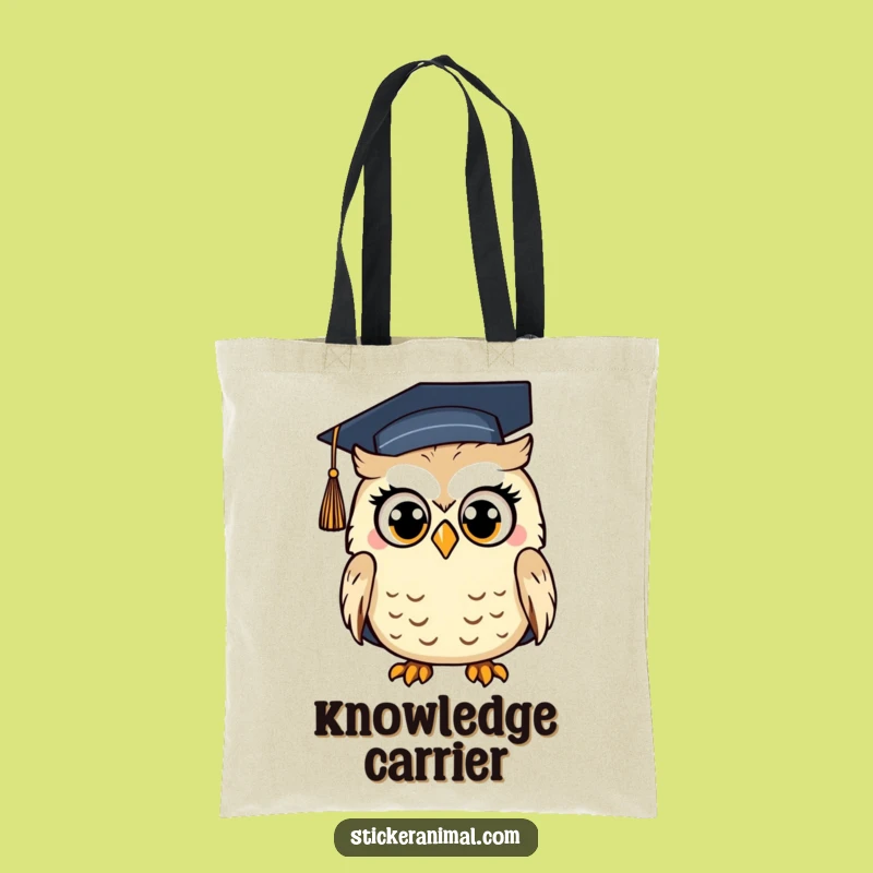 Funny Surprised Owl Tote Bag - Graduation Scholar Canvas Bag for Gifts